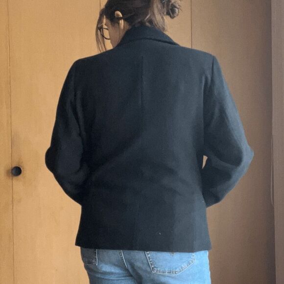 VTG Casual Corner Black Wool Button Jacket L Minimalist Chic Old Money - Picture 2 of 8